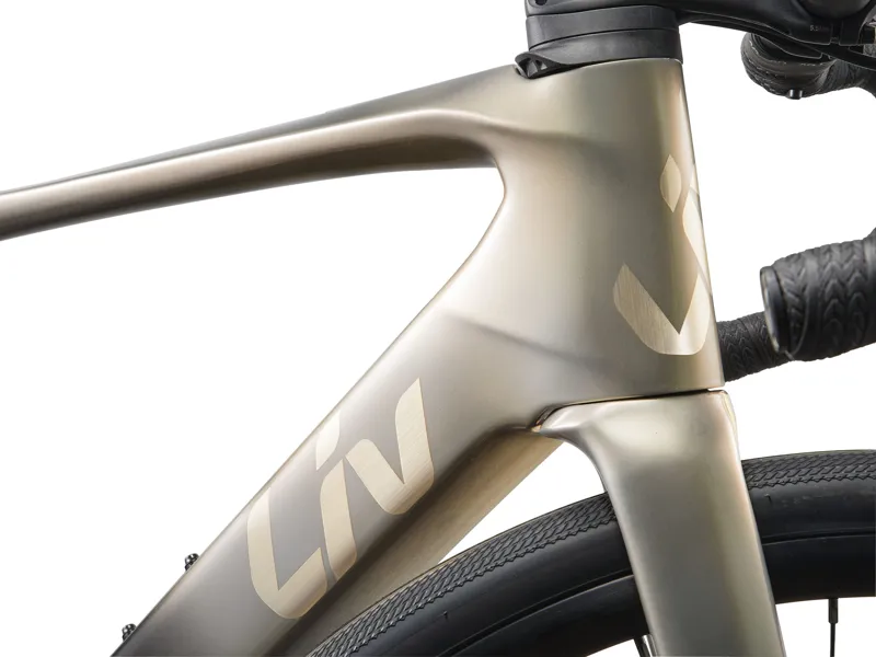 2025 Liv Avail Advanced E+ Elite 2 - Female specific eRoad Bike - Golden Haze-2
