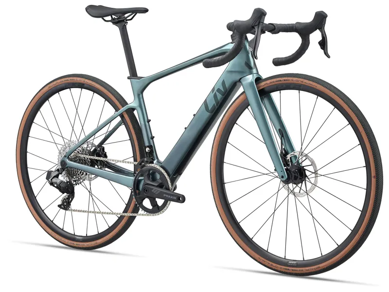 2025 Liv Avail Advanced E+ Elite AR - Lightweight Electric All-Road Bike - Gloss Silver Pine-1