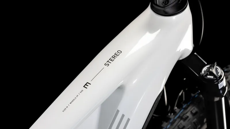 2025 Cube Stereo Hybrid one44 EXC 800 - Full Suspension Electric Bike - White Marble  / Black-2