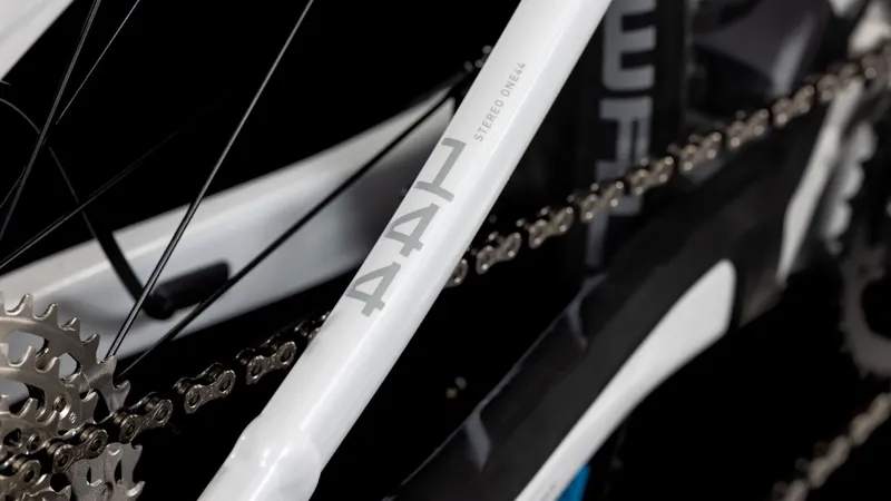 2025 Cube Stereo Hybrid one44 EXC 800 - Full Suspension Electric Bike - White Marble  / Black-3