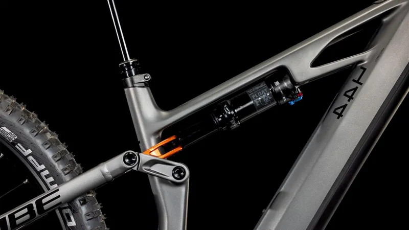2025 Cube Stereo Hybrid ONE44 HPC SLX  - Electric Full Suspension Mountain Bike - Slab Grey / Orange-2