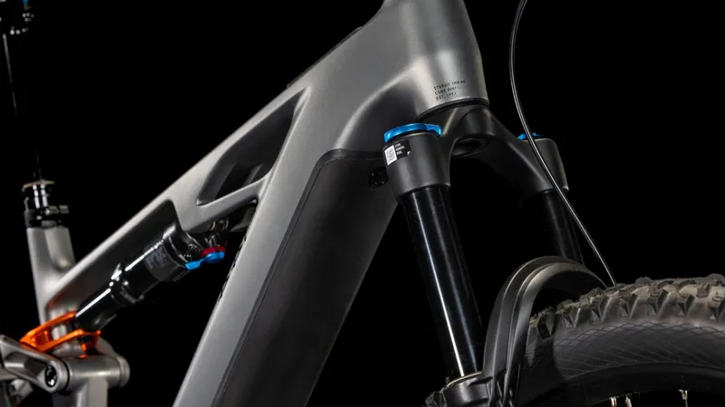 2025 Cube Stereo Hybrid ONE44 HPC SLX  - Electric Full Suspension Mountain Bike - Slab Grey / Orange-1