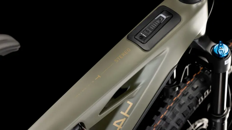 2025 Cube Stereo Hybrid ONE44 HPC TM 800 - Full Suspension Electric Bike - Dusty Olive / Gold-6