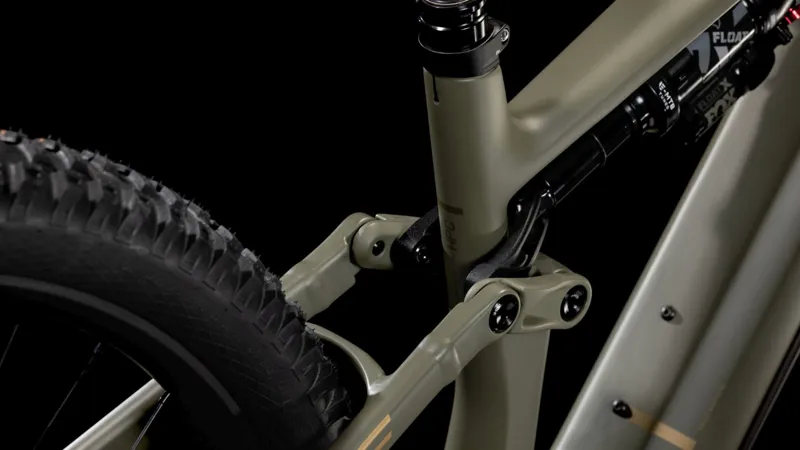 2025 Cube Stereo Hybrid ONE44 HPC TM 800 - Full Suspension Electric Bike - Dusty Olive / Gold-4