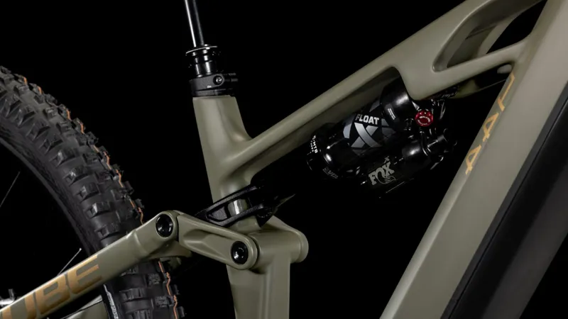 2025 Cube Stereo Hybrid ONE44 HPC TM 800 - Full Suspension Electric Bike - Dusty Olive / Gold-3