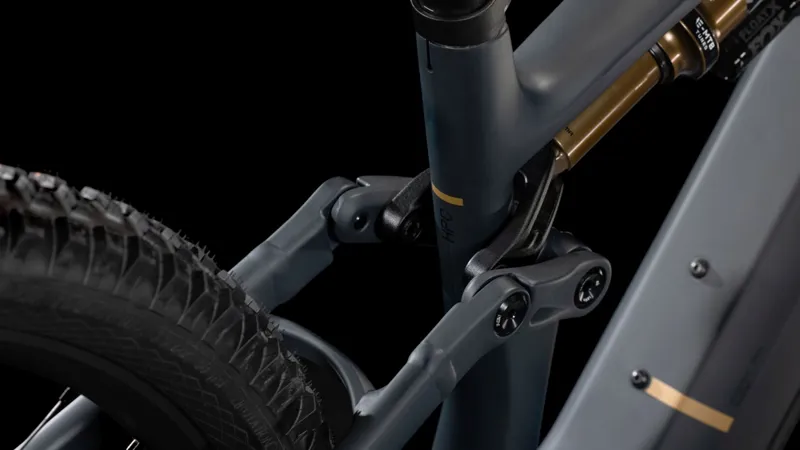 2025 Cube Stereo Hybrid One44 HPC AT - Electric Full Suspension Mountain Bike - Carbon / Gold-4