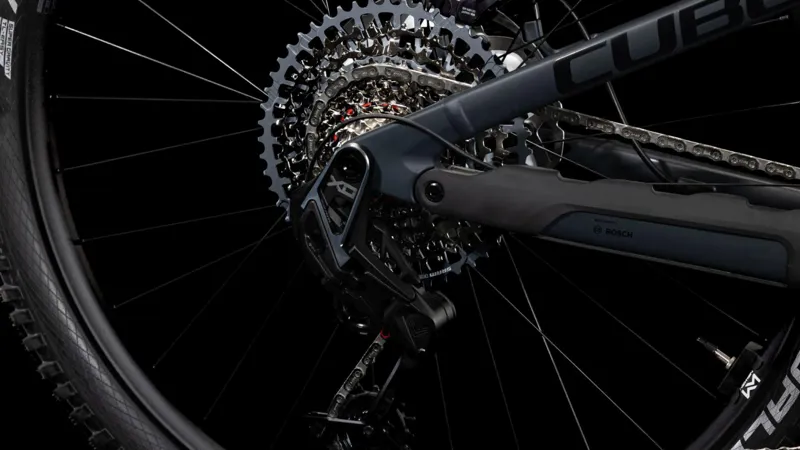 2025 Cube Stereo Hybrid One44 HPC AT - Electric Full Suspension Mountain Bike - Carbon / Gold-2