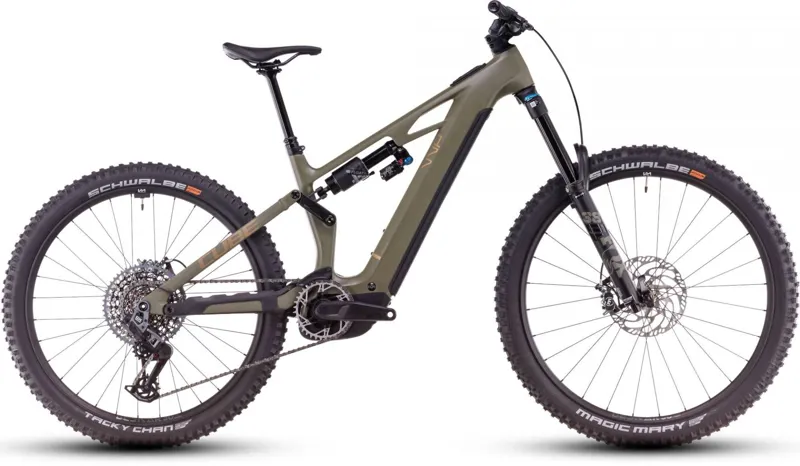2025 Cube Stereo Hybrid One77 HPC TM - Electric Full Suspension Mountain Bike - Dusty Olive / Gold