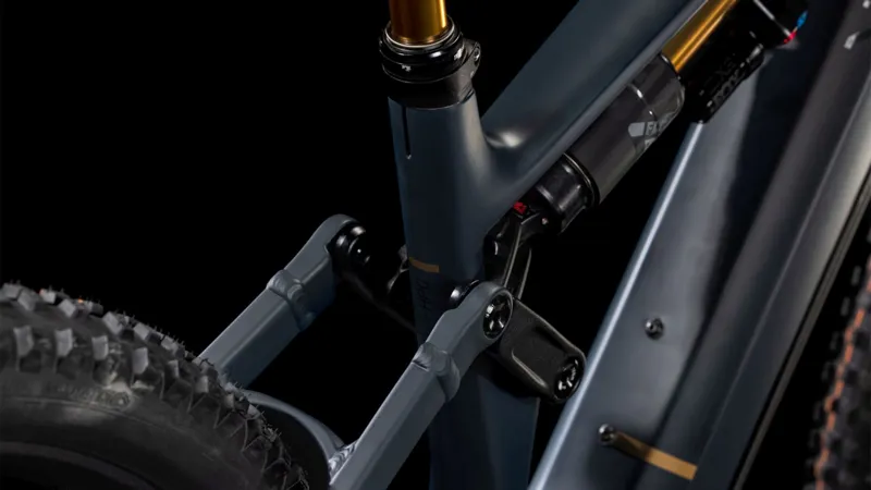 2025 Cube Stereo Hybrid One77 HPC AT - Electric Full Suspension Mountain Bike - Carbon / Gold-4