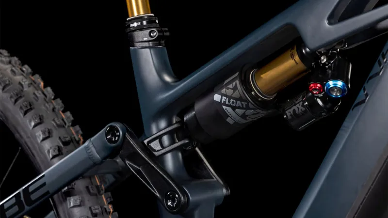 2025 Cube Stereo Hybrid One77 HPC AT - Electric Full Suspension Mountain Bike - Carbon / Gold-3