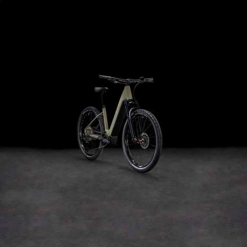 2025 Cube Reaction Hybrid Pro 600 - Step Thru Electric Hardtail Mountain Bike - Dusty Olive / Gold-1