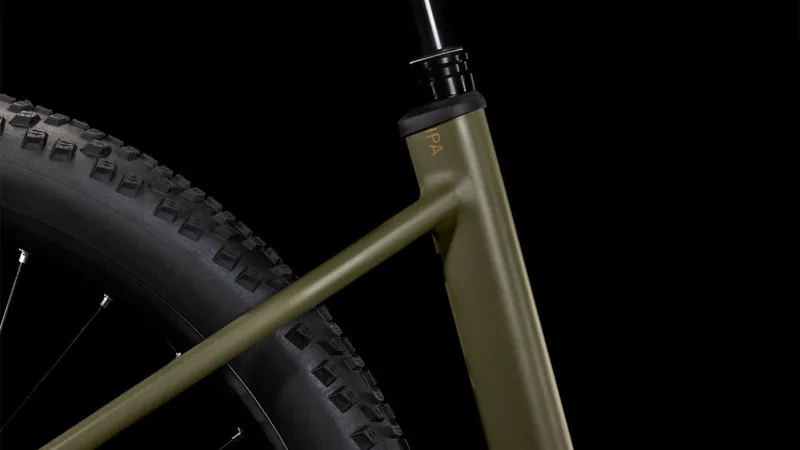 2025 Cube Reaction Hybrid Pro 600 - Step Thru Electric Hardtail Mountain Bike - Dusty Olive / Gold-4