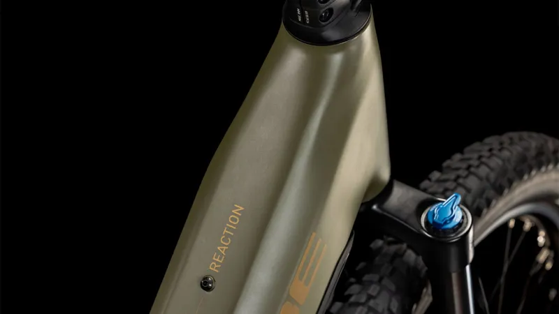 2025 Cube Reaction Hybrid Pro 800 - Step Thru Electric Mountain Bike - Dusty Olive / Gold-2