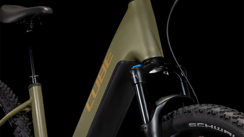 2025 Cube Reaction Hybrid Pro 800 - Step Thru Electric Mountain Bike - Dusty Olive / Gold-6