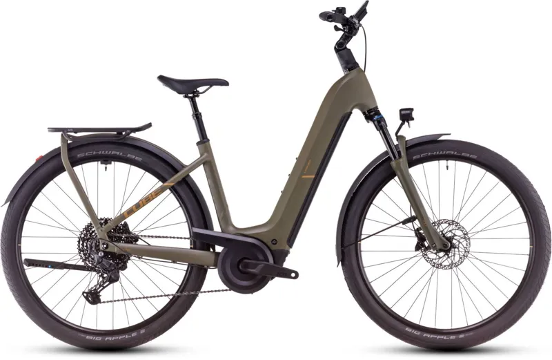 2025 Cube Kathmandu Hybrid Pro 800 Easy Entry - Electric Hybrid Bike - Dusty Olive / Gold