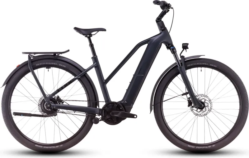 2025 Cube Kathmandu Hybrid Comfort Pro 800 Trapeze - Electric Hybrid Bike - Night / Chrome
