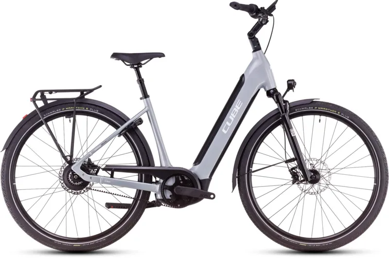 2025 Cube Supreme Hybrid Deluxe SLT 625 Easy Entry - Electric Hybrid Bike - Polar Grey / White