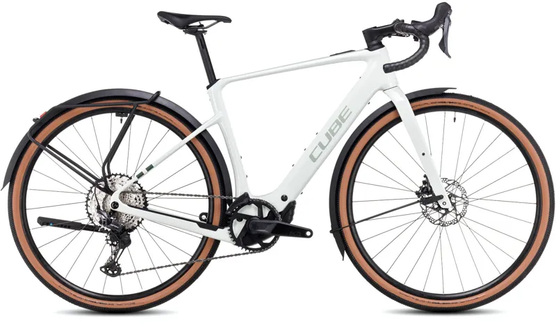 2025 Cube Nuroad Hybrid C:62 Race FE 400X - Fully equipped Electric Gravel Bike - Desert Stone / Green