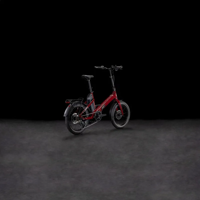 2025 Cube Fold Hybrid 500 - Electric Folding Bike - Merlot Red / Reflex-1