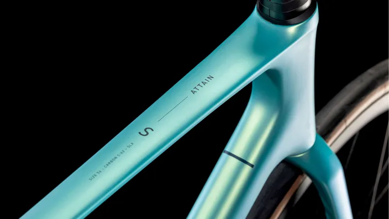 2025 Cube Attain c:62 SLX - 105 Di2 equipped Carbon Road Bike - Lagoon / Black-2