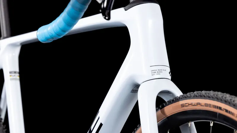 2025 Cube Cross Race C:62 Race - Carbon Cyclocross Bike - Polar White / Blue-5