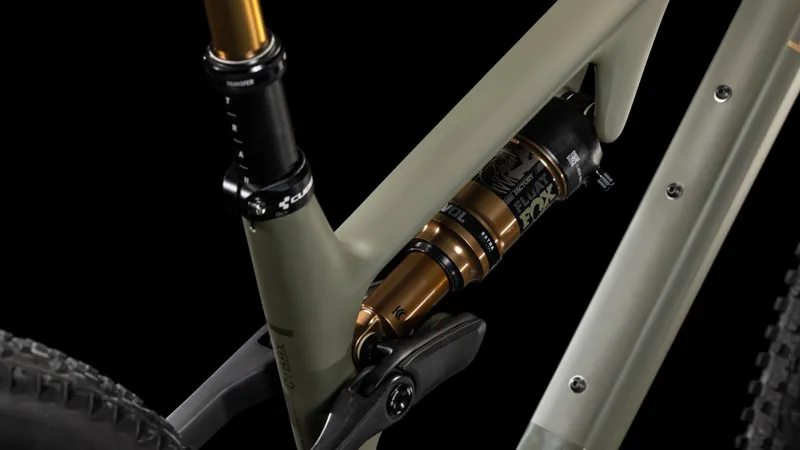 2025 Cube AMS ONE11 C:68X TM 29 - Full Suspension Carbon Trail Mountain Bike - Dusty Olive / Gold-3