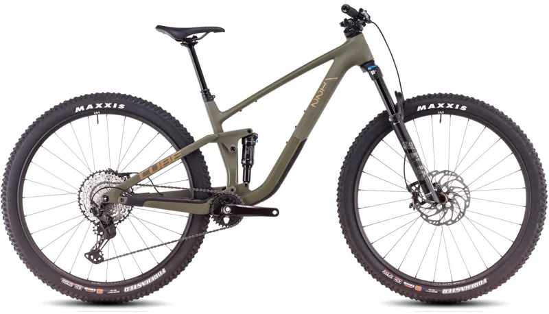 2025 Cube Stereo ONE22 C 62 TM Full Suspension Trail Mountain Bike Olive Gold