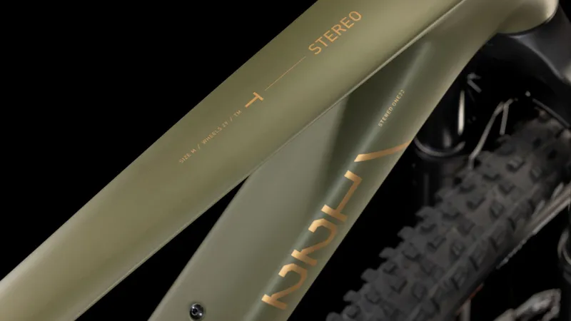 2025 Cube Stereo ONE22 C:62 TM - Full Suspension Trail Mountain Bike - Olive / Gold-3