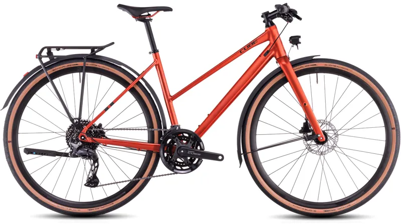 2025 Cube Nulane Pro FE - Fully Equipped Trapeze frame Hybrid Bike - Fire Orange / Black