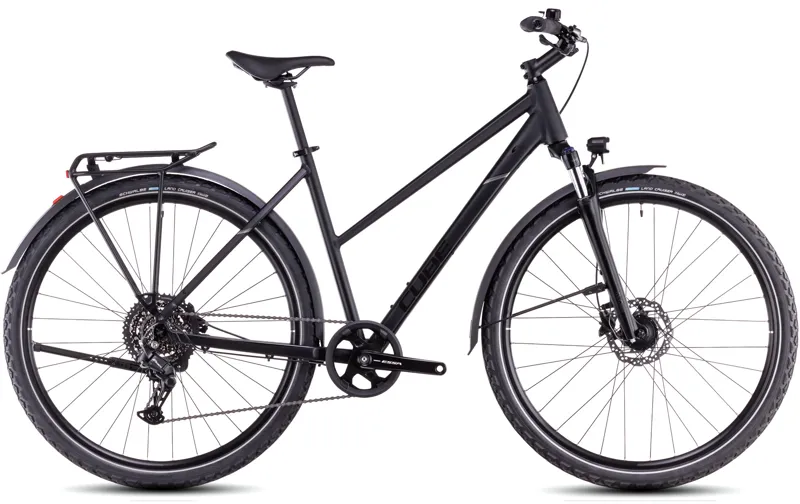 2025 Cube Nature One Allroad - Fully equipped Trapeze frame Hybrid Bike - Black / Black