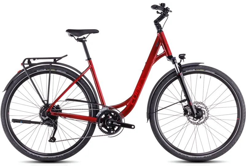 2025 Cube Touring PRO - Easy Entry frame Hybrid Bike - Maroon / Pearl