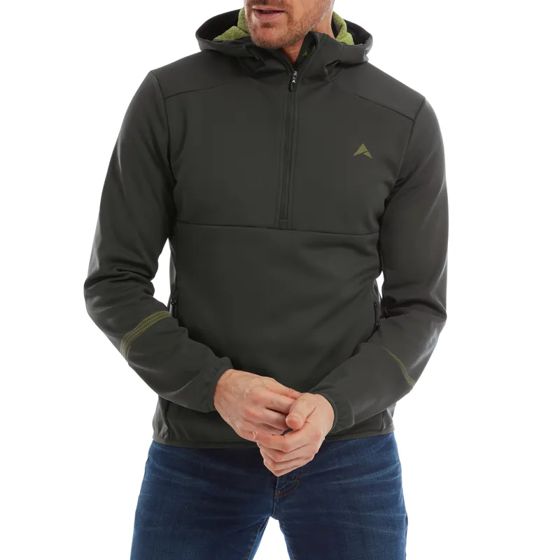 Altura Grid Waterproof Half Zip Softshell Hoodie in Carbon Olive