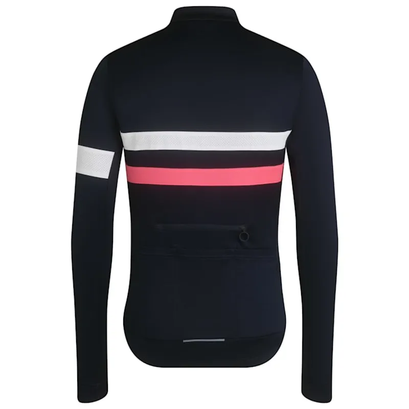 Rapha Men's Brevet Long Sleeved Jersey - Dark Navy/High-Vis Pink/White-1