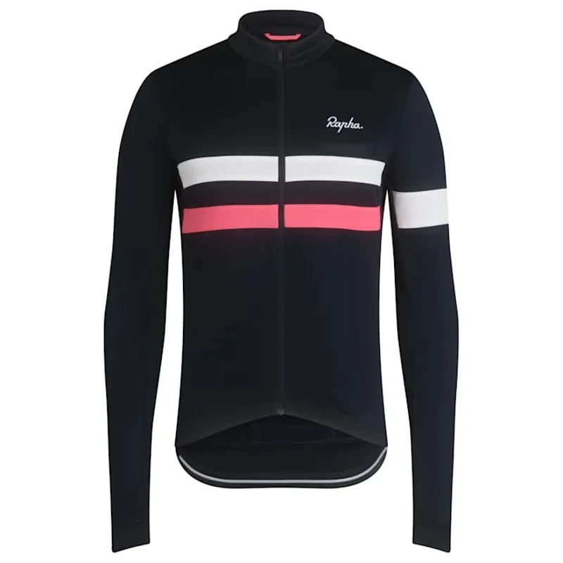 Rapha Men's Brevet Long Sleeved Jersey - Dark Navy/High-Vis Pink/White