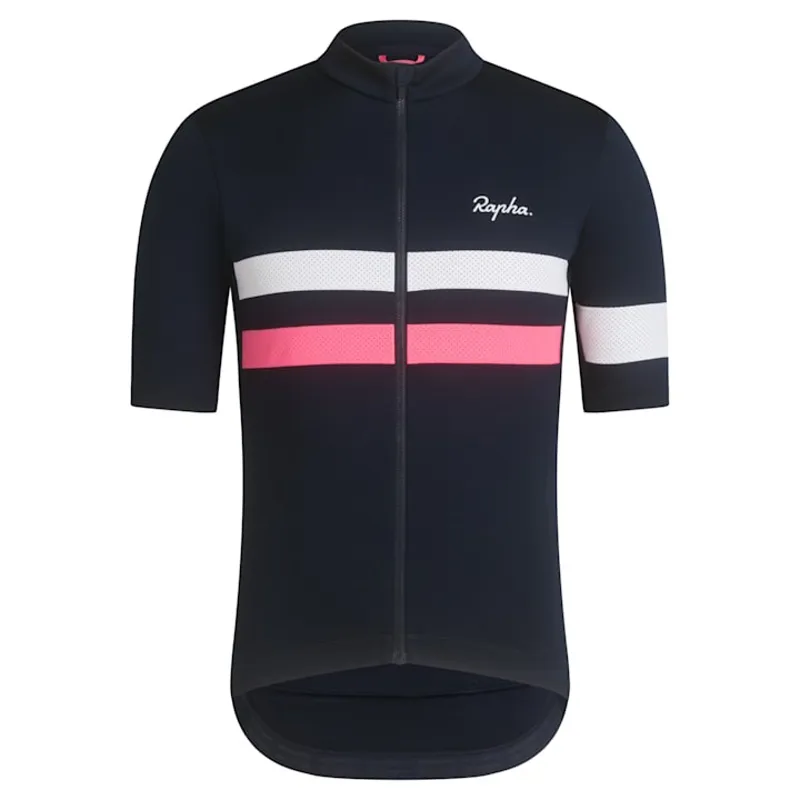 Rapha Men's Brevet Jersey -Dark Navy/High-Vis Pink/White