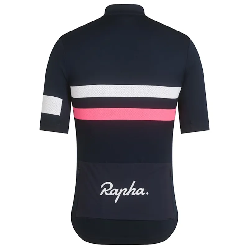 Rapha Men's Brevet Jersey -Dark Navy/High-Vis Pink/White-1