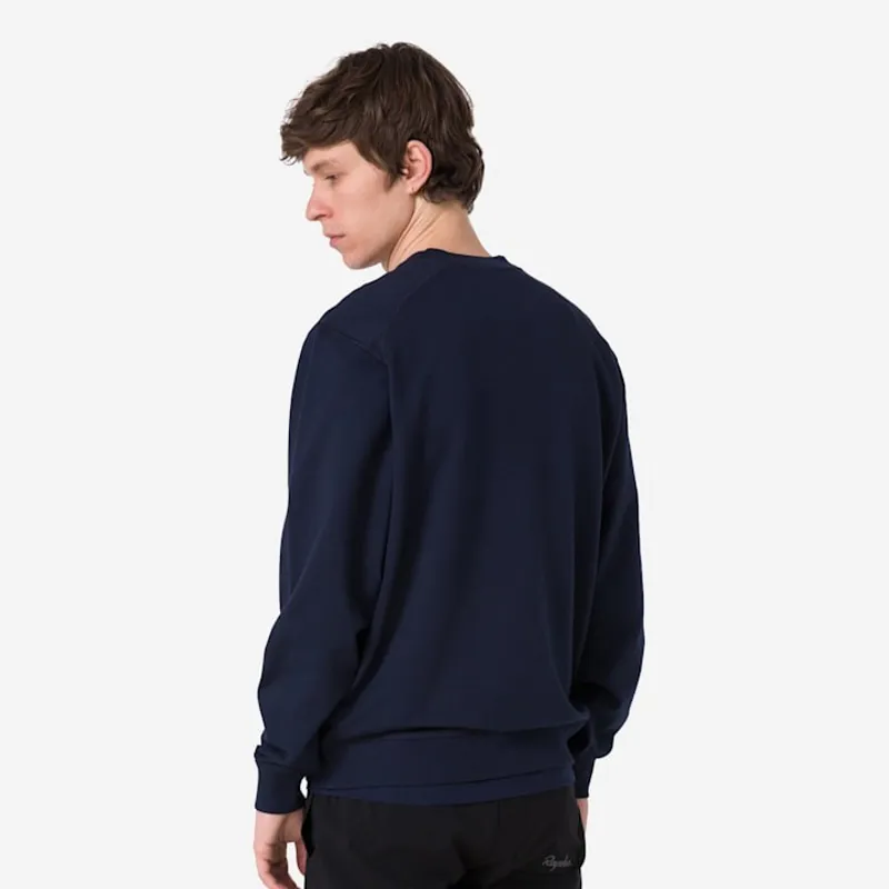 Rapha Men's Cotton Sweatshirt - Large Logo - Dark Navy/Hi-Vis Pink-1