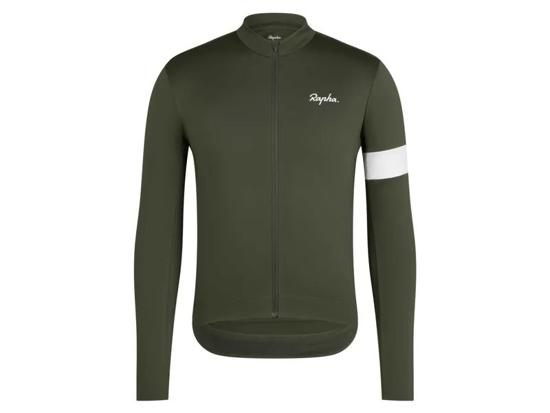 Rapha Core Thermal Long Sleeve Jersey / Dark Green - White