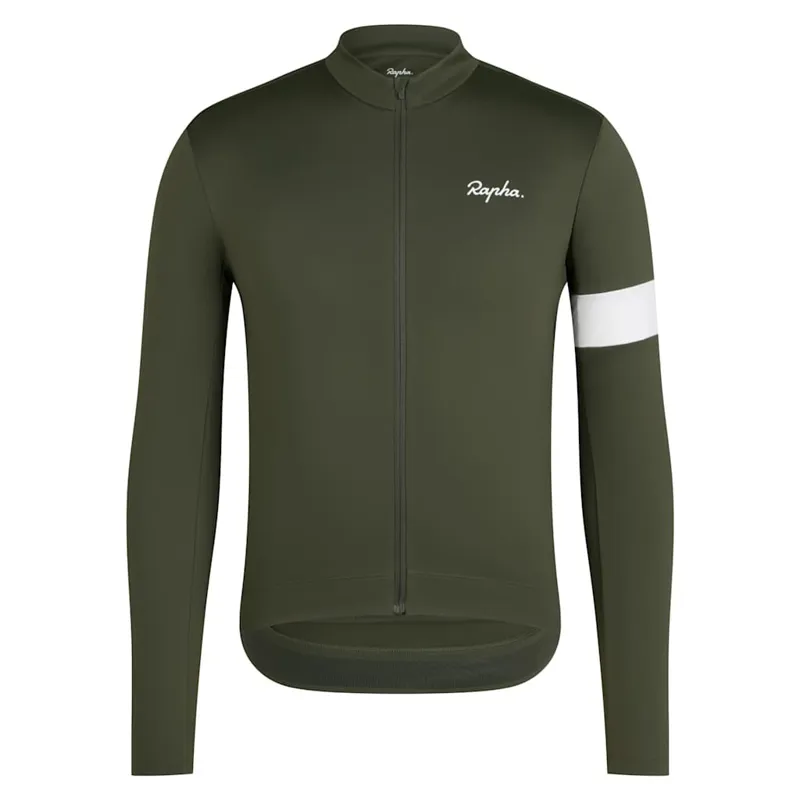 Rapha Men's Core Thermal Long Sleeve - Dark Green / White
