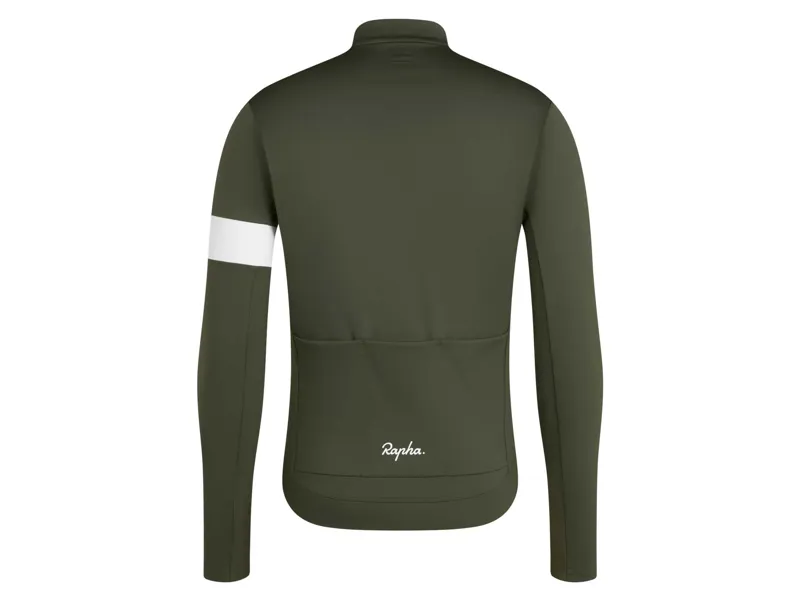 Rapha Core Thermal Long Sleeve Jersey / Dark Green - White-1