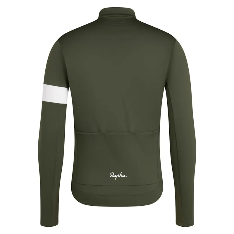 Rapha Men's Core Thermal Long Sleeve - Dark Green / White-1