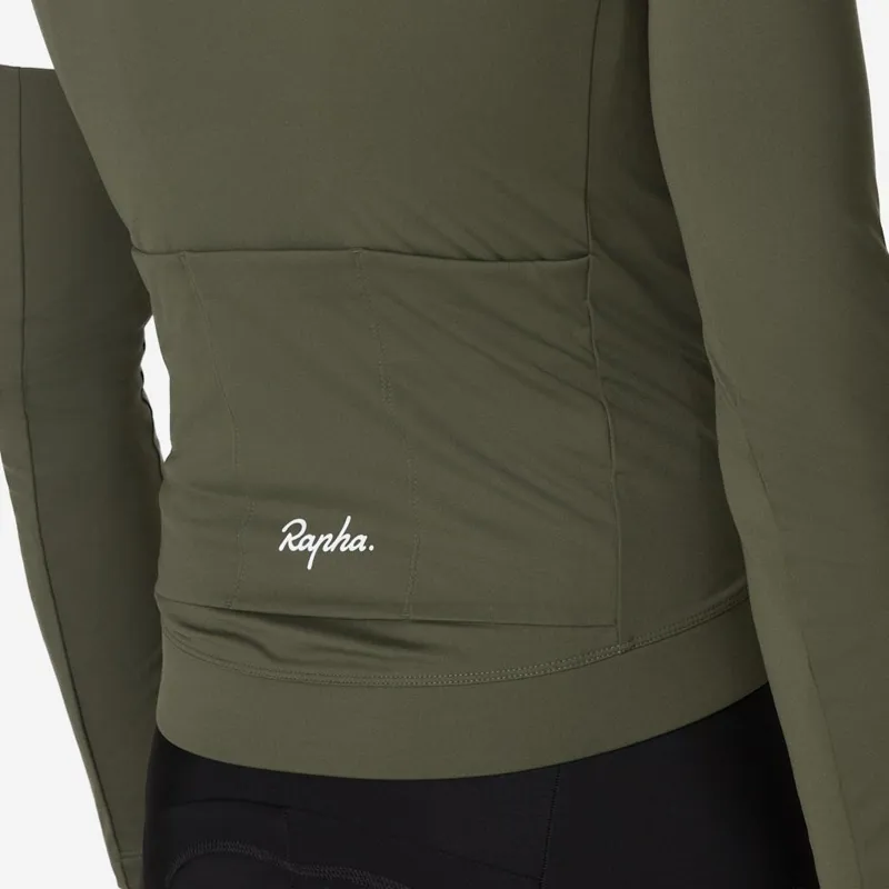 Rapha Men's Core Thermal Long Sleeve - Dark Green / White-5
