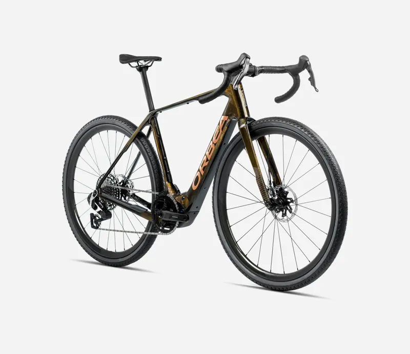 2025 Orbea Denna M30 - Electric Gravel Bike - Caramel Carbon View / Golden Sand-1