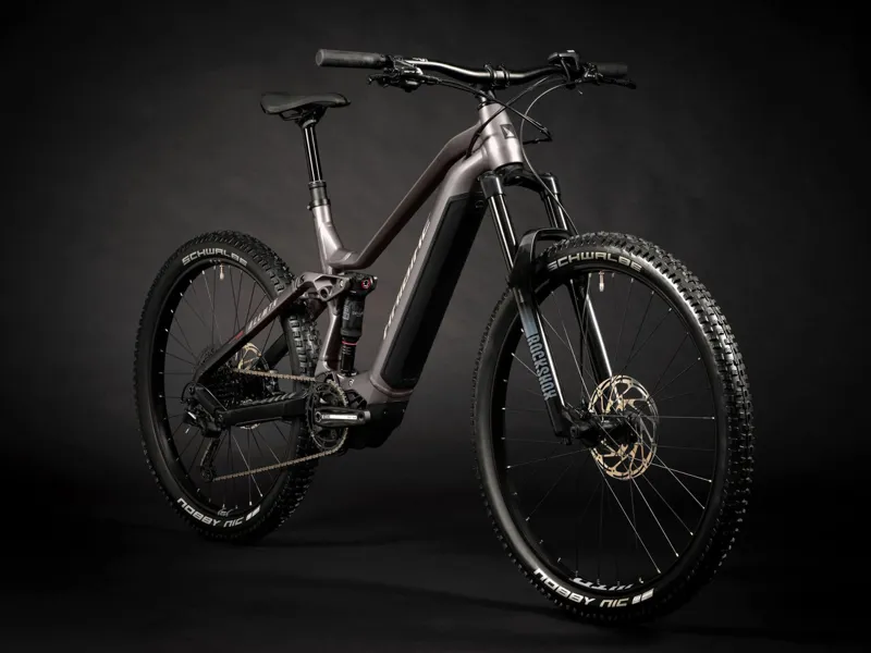 2024 Haibike Allmtn 2 - Electric Full Suspension Bike - Pebble / Black / Red-1