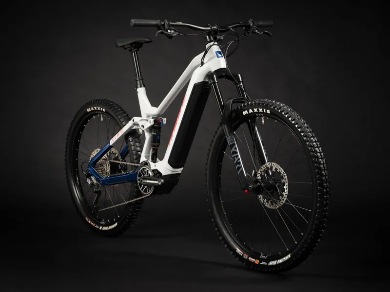 2024 Haibike AllMtn 7 - Rock Shox equipped Full suspension Electric Bike - Grey / Blue / Red-1