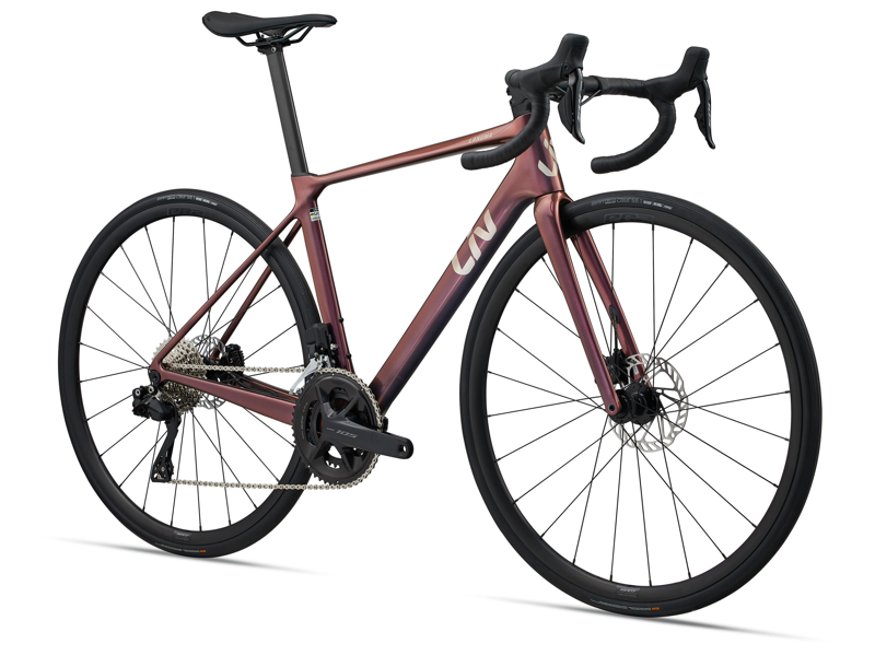 2025 Liv Langma Advanced 1 - 105 Di2 equipped Road Race bike - Gloss Mechanic Rose-1