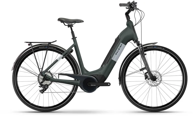 2025 Raleigh Motus Ltd - Low Step 500Wh Electric Bike - Slate Green / White