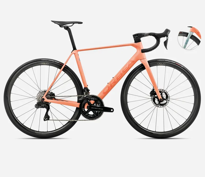 2025 Orbea Orca M10i-LTD PWR - Carbon Road Bike - Orange Cloud Matt / Stone Blue