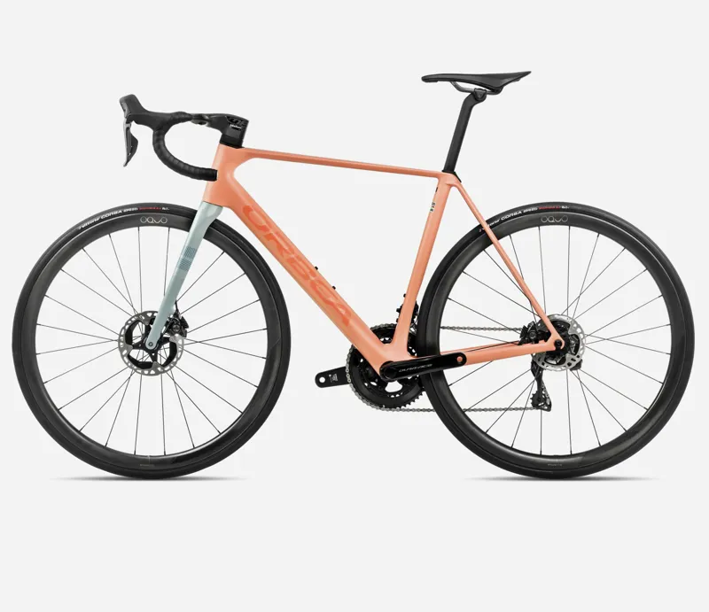 2025 Orbea Orca M10i-LTD PWR - Carbon Road Bike - Orange Cloud Matt / Stone Blue-1