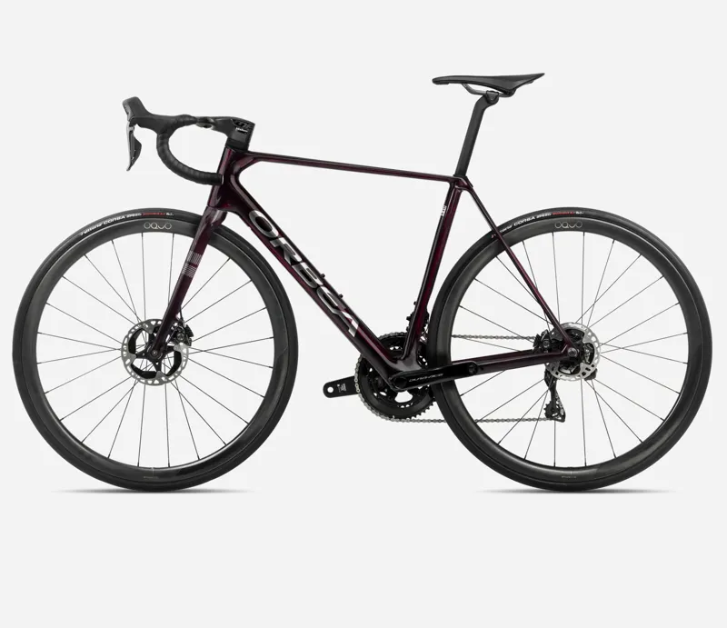 2025 Orbea Orca M10i-LTD PWR - Carbon Road Bike - Wine Red / Titanium Gloss-1